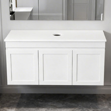 Stefania 1200mm Matte White Wall Hung Single Vanity with Stone Countertop
